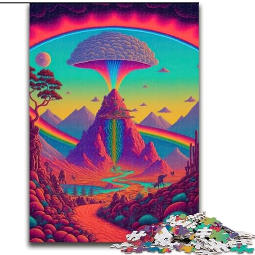 1000-teiliges Puzzle für Jugendliche und Erwachsene, psychedelische Natur, für Lernspiele, Herausforderungsspielzeug, zur Verbesserung des Gedächtnisses für 14-Jährige (Größe 50x75cm) von MLADSOEHK