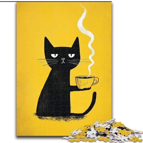 1000-teiliges Puzzle für Teenager, Geschenke, abstrakte Kunst, Schwarze Katze, Familienspiel, Stressabbau, schwierige Herausforderung, stärkt die Liebe zwischen Paaren (Größe 26x38cm) von MLADSOEHK