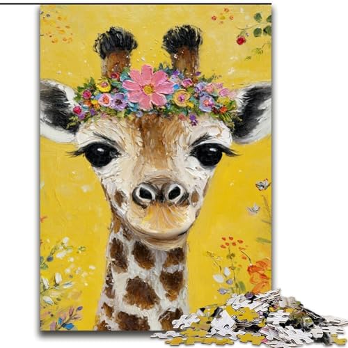 1000-teiliges Puzzle für Teenager, Giraffen-Ölgemälde, lehrreich ganze Familie (Größe 26x38cm) von MLADSOEHK