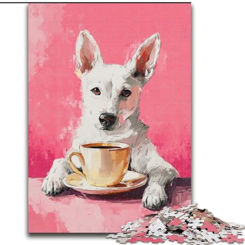 1000-teiliges Puzzle für Teenager, Hund trinkt Kaffee, hilft dem Gehirn, süchtig machendes Spielzeug zu trainieren, um Geduld zu fördern und das Gedächtnis zu verbessern (Größe 50x75cm) von MLADSOEHK