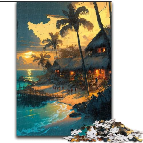 JigsawPuzzle 1000 Teile für Erwachsene, Sonnenuntergang am Strand, anspruchsvolles Denkspiel, Familienaktivität, Heimdekoration, (Größe: 50x75cm) von MLADSOEHK