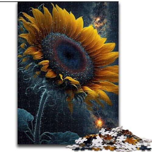 JigsawPuzzle 1000 Teile für Erwachsene, Universum-Sonnenblumen-Puzzle, anspruchsvolles Denkspiel, Familienaktivität, Heimdekoration, (Größe: 26x38cm) von MLADSOEHK