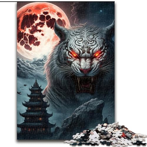 JigsawPuzzle 1000 Teile für Erwachsene, Weißer Tiger, anspruchsvolles Denkspiel, Familienaktivität, Heimdekoration, (Größe: 26x38cm) von MLADSOEHK