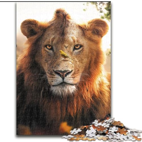 JigsawPuzzle 1000 Teile für Erwachsene „Der Löwe und die Schmetterlinge“, anspruchsvolles Denkspiel, Familienaktivität, Heimdekoration, (Größe: 26x38cm) von MLADSOEHK