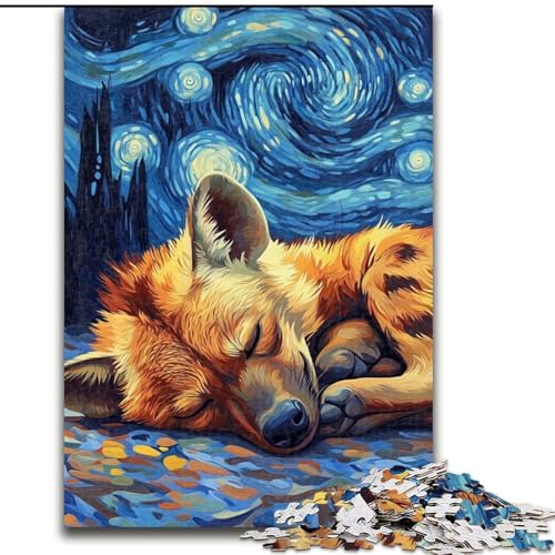 JigsawPuzzle 1000 Teile für Erwachsene Hyänen-Nachthimmel-Puzzle Anspruchsvolles Denkspiel, Familienaktivität, Heimdekoration, (Größe: 26x38cm) von MLADSOEHK