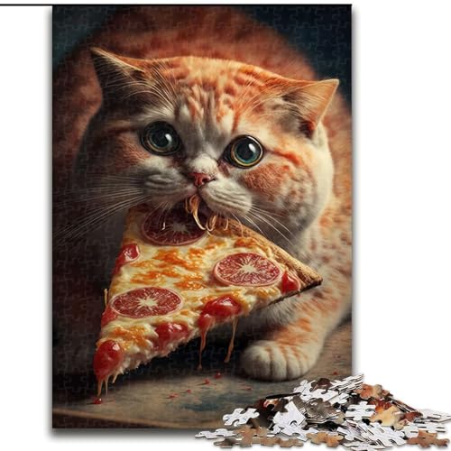 JigsawPuzzle 1000 Teile für Erwachsene Lustige Katze isst Pizza Puzzle Herausforderndes Denkspiel, Familienaktivität, Heimdekoration, (Größe: 26x38cm) von MLADSOEHK