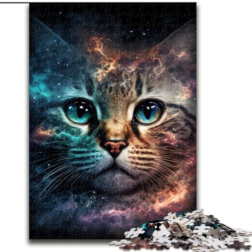 JigsawPuzzle 1000 Teile für Erwachsene Space Cat Jigsaw Herausforderndes Denkspiel, Familienaktivität, Heimdekoration, (Größe: 26x38cm) von MLADSOEHK