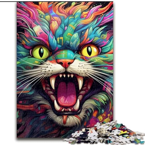 Puzzle 1000 Teile, Bunte Kunstkatze aus Holz, für Teenager ab 14 Jahren, Heimdekoration, 50x75cm, pädagogisches und unterhaltsames Indoor-Spiel für die Heimdekoration Puzzle 1000 Teile, Bunte Kunstkatze aus Holz, für Teenager ab 14 Jahren, Heimdekoration, 50x75cm, pädagogisches und unterhaltsames Indoor-Spiel für die Heimdekoration von MLADSOEHK