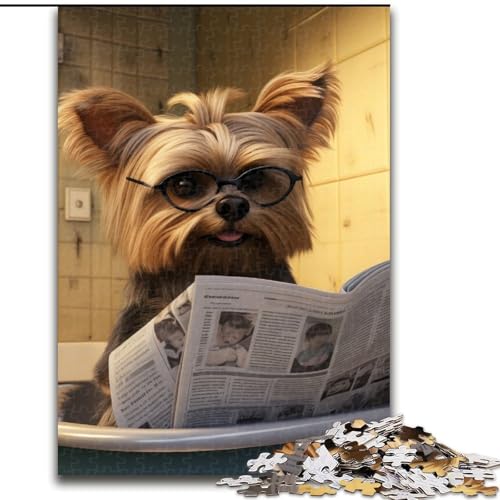 Puzzle 1000 Teile, Hund liest Zeitung, aus Holz, für Teenager ab 14 Jahren, Heimdekoration, 50x75cm, Denksportspiel für Teenager Puzzle 1000 Teile, Hund liest Zeitung, aus Holz, für Teenager ab 14 Jahren, Heimdekoration, 50x75cm, Denksportspiel für Teenager von MLADSOEHK