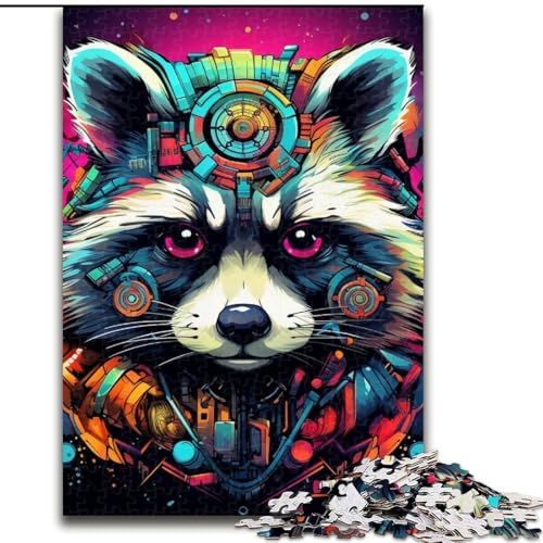 Puzzle 1000 Teile, bunter Kunst-Waschbär aus Holz, Spielzeug, Geschenk, pädagogisches, intellektuelles, entspannendes Spaßspiel für die ganze Familie, 50x75cm, Geburtstagsfeier für Männer und Frauen Puzzle 1000 Teile, bunter Kunst-Waschbär aus Holz, Spielzeug, Geschenk, pädagogisches, intellektuelles, entspannendes Spaßspiel für die ganze Familie, 50x75cm, Geburtstagsfeier für Männer und Frauen von MLADSOEHK