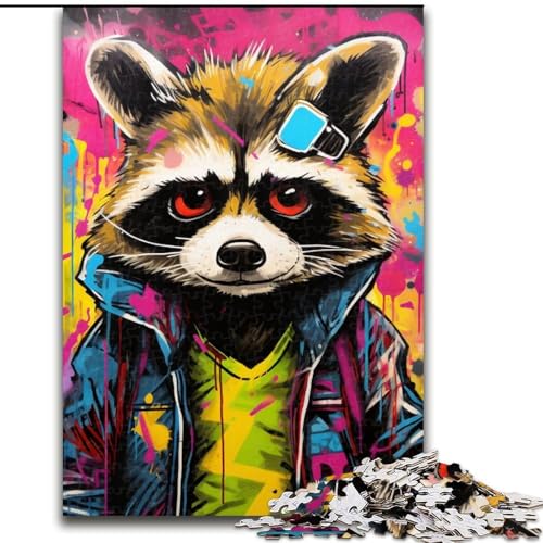 Puzzle 1000 Teile, bunter Waschbär aus Holz, Geschenkidee für die Feiertage, humorvolles Kunstwerk, detailliertes Kunstwerk, 50x75cm, für Geburtstag, Feiertage, Weihnachten, Halloween Puzzle 1000 Teile, bunter Waschbär aus Holz, Geschenkidee für die Feiertage, humorvolles Kunstwerk, detailliertes Kunstwerk, 50x75cm, für Geburtstag, Feiertage, Weihnachten, Halloween von MLADSOEHK