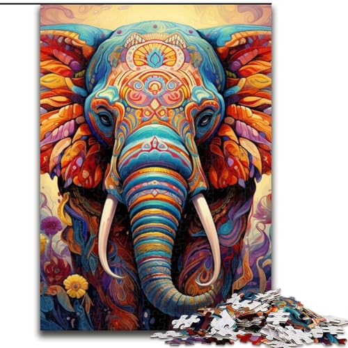 Puzzle 1000 Teile, farbenfroher Kunstelefant aus Holz, Geschenkidee für die Feiertage, humorvolles Kunstwerk, detailliertes Kunstwerk, 50x75cm, für Geburtstag, Feiertage, Weihnachten, Halloween Puzzle 1000 Teile, farbenfroher Kunstelefant aus Holz, Geschenkidee für die Feiertage, humorvolles Kunstwerk, detailliertes Kunstwerk, 50x75cm, für Geburtstag, Feiertage, Weihnachten, Halloween von MLADSOEHK