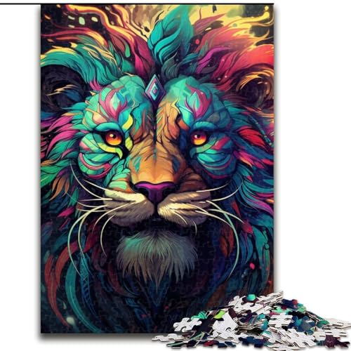 Puzzle 1000 Teile, farbenfroher Kunstlöwe aus Holz, Geschenkidee für die Feiertage, humorvolles Kunstwerk, detailliertes Kunstwerk, 50x75cm, für Geburtstag, Feiertage, Weihnachten, Halloween Puzzle 1000 Teile, farbenfroher Kunstlöwe aus Holz, Geschenkidee für die Feiertage, humorvolles Kunstwerk, detailliertes Kunstwerk, 50x75cm, für Geburtstag, Feiertage, Weihnachten, Halloween von MLADSOEHK