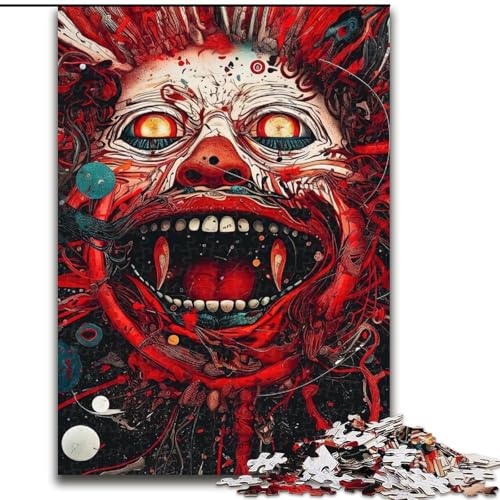 Puzzle 1000 Teile Blutroter Schatten aus Holz, für Jugendliche ab 14 Jahren, Heimdekoration, 50x75cm, pädagogisches und unterhaltsames Indoor-Spiel für die Heimdekoration von MLADSOEHK