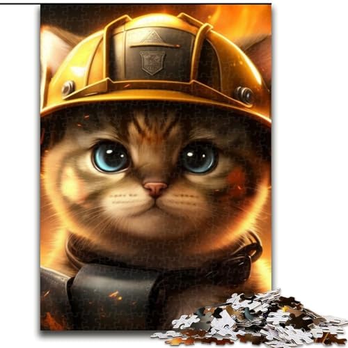 Puzzle 1000 Teile Feuerwehrmann-Katze aus Holz, Geschenkidee für die Feiertage, humorvolles Kunstwerk, detailliertes Kunstwerk, 50x75cm, für Geburtstag, Feiertage, Weihnachten, Halloween Puzzle 1000 Teile Feuerwehrmann-Katze aus Holz, Geschenkidee für die Feiertage, humorvolles Kunstwerk, detailliertes Kunstwerk, 50x75cm, für Geburtstag, Feiertage, Weihnachten, Halloween von MLADSOEHK