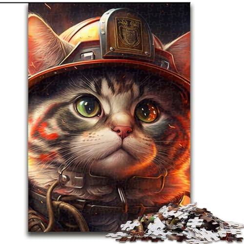 Puzzle 1000 Teile Feuerwehrmann-Katze aus Holz, Geschenkidee für die Feiertage, humorvolles Kunstwerk, detailliertes Kunstwerk, 50x75cm, für Geburtstag, Feiertage, Weihnachten, Halloween Puzzle 1000 Teile Feuerwehrmann-Katze aus Holz, Geschenkidee für die Feiertage, humorvolles Kunstwerk, detailliertes Kunstwerk, 50x75cm, für Geburtstag, Feiertage, Weihnachten, Halloween von MLADSOEHK