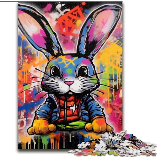 Puzzle 1000 Teile Graffiti-Malerei-Kaninchen aus Holz, für Teenager ab 14 Jahren, Heimdekoration, 50x75cm, Denksportspiel für Teenager Puzzle 1000 Teile Graffiti-Malerei-Kaninchen aus Holz, für Teenager ab 14 Jahren, Heimdekoration, 50x75cm, Denksportspiel für Teenager von MLADSOEHK