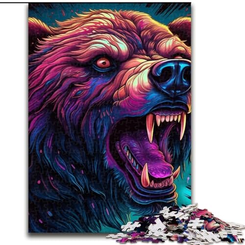 Puzzle 1000 Teile Wilder Bär aus Holz, für Teenager ab 14 Jahren, Heimdekoration, 50x75cm, pädagogisches und unterhaltsames Indoor-Spiel für die Heimdekoration Puzzle 1000 Teile Wilder Bär aus Holz, für Teenager ab 14 Jahren, Heimdekoration, 50x75cm, pädagogisches und unterhaltsames Indoor-Spiel für die Heimdekoration von MLADSOEHK