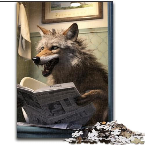 Puzzle 1000 Teile Wolf liest Zeitung aus Holz, für Teenager ab 14 Jahren, Heimdekoration, 50x75cm, Denksportspiel für Teenager Puzzle 1000 Teile Wolf liest Zeitung aus Holz, für Teenager ab 14 Jahren, Heimdekoration, 50x75cm, Denksportspiel für Teenager von MLADSOEHK