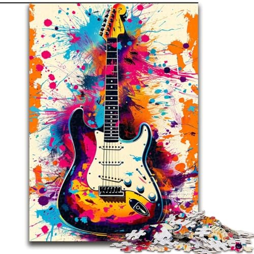 Puzzle 1000 Teile für Erwachsene, Aquarellgitarre, Spielspielzeug, jedes Teil ist einzigartig – anspruchsvolles Familienspiel für Kinder ab 14 Jahren (Größe 50x75cm) von MLADSOEHK