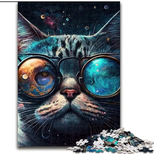 Puzzle 1000 Teile für Erwachsene, Fantasiekatze aus Holz, EIN tolles Geschenk für Familienspaß, 50x75cm, Denksportaufgabe, Spiel für Erwachsene, interaktive Familienaktivität von MLADSOEHK