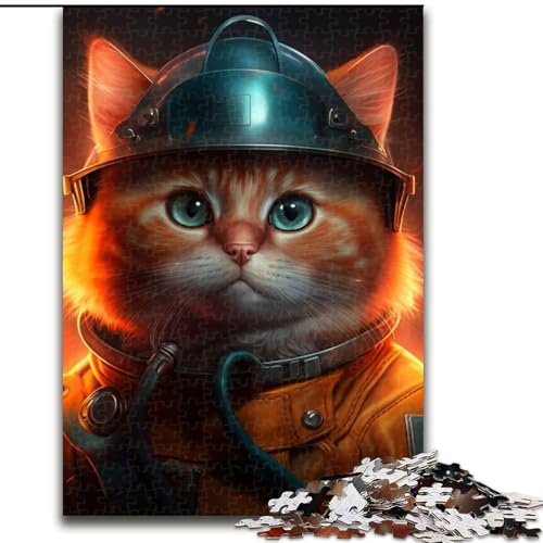 Puzzle 1000 Teile für Erwachsene, Feuerwehrmann-Katze aus Holz, einzigartige DIY-Geschenkidee zur Heimdekoration, 50x75cm, für Geburtstag, Feiertage, Weihnachten, Halloween Puzzle 1000 Teile für Erwachsene, Feuerwehrmann-Katze aus Holz, einzigartige DIY-Geschenkidee zur Heimdekoration, 50x75cm, für Geburtstag, Feiertage, Weihnachten, Halloween von MLADSOEHK
