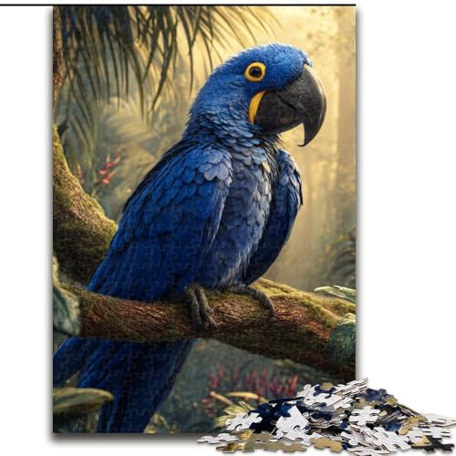 Puzzle 1000 Teile für Erwachsene, Geschenk, Blauer Papagei, Familienspiel, Stressabbau, schwierige Herausforderung, stärkt die Liebe zwischen Paaren (Größe 50x75cm) von MLADSOEHK