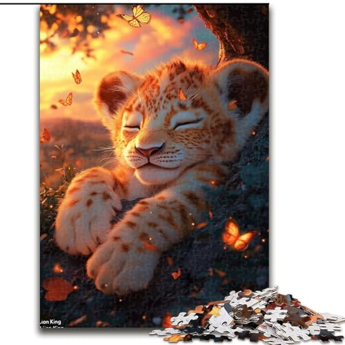 Puzzle 1000 Teile für Erwachsene, Geschenke: Schlafendes Löwenjunges, Familienspiel zum Stressabbau, schwierige Herausforderung, stärkt die Liebe zwischen Paaren (Größe 50x75cm) von MLADSOEHK