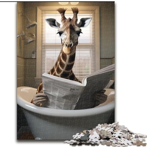 Puzzle 1000 Teile für Erwachsene, Giraffe liest Zeitung, aus Holz, einzigartige DIY-Geschenkidee für die Heimdekoration, 50x75cm, DIY-Kunstdekor Puzzle 1000 Teile für Erwachsene, Giraffe liest Zeitung, aus Holz, einzigartige DIY-Geschenkidee für die Heimdekoration, 50x75cm, DIY-Kunstdekor von MLADSOEHK