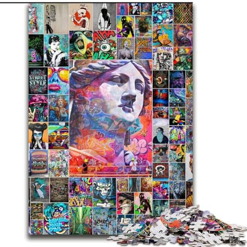 Puzzle 1000 Teile für Erwachsene, Graffiti-Kunst aus Holz, für Teenager und Familienspaß – DIY-Denkspiel, Geschenk, 50x75cm, Geburtstagsparty für Männer und Frauen Puzzle 1000 Teile für Erwachsene, Graffiti-Kunst aus Holz, für Teenager und Familienspaß – DIY-Denkspiel, Geschenk, 50x75cm, Geburtstagsparty für Männer und Frauen von MLADSOEHK