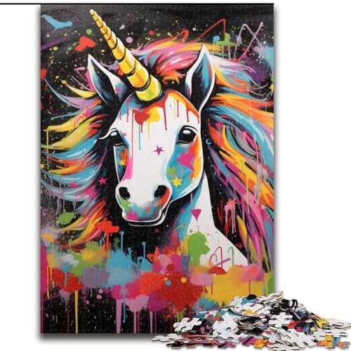 Puzzle 1000 Teile für Erwachsene, Graffiti-Malerei, Einhorn, aus Holz, ideal für Familienspaß, Entspannung, 50x75cm, für interaktives Familienspiel Puzzle 1000 Teile für Erwachsene, Graffiti-Malerei, Einhorn, aus Holz, ideal für Familienspaß, Entspannung, 50x75cm, für interaktives Familienspiel von MLADSOEHK