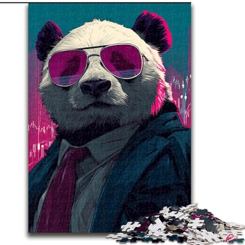 Puzzle 1000 Teile für Erwachsene, Panda mit Brille, Lernspielzeug für Kinder ab 14 Jahren, ganze Familie (Größe 50x75cm) von MLADSOEHK