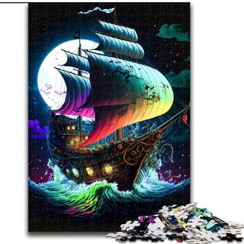 Puzzle 1000 Teile für Erwachsene, Piratenschiff, buntes Puzzle, anspruchsvolles Denkspiel, Familienaktivität, Heimdekoration, (Größe: 26x38cm) von MLADSOEHK