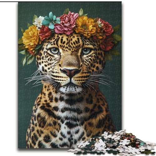 Puzzle 1000 Teile für Erwachsene, Tierleopard, Familienspiel, Stressabbau, schwierige Herausforderung, stärkt die Liebe zwischen Paaren (Größe 26x38cm) von MLADSOEHK