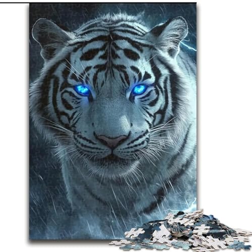 Puzzle 1000 Teile für Erwachsene, Weißer Tiger, Lernspielzeug für Erwachsene, ganze Familie ab 14 Jahren (Größe 26x38cm) von MLADSOEHK