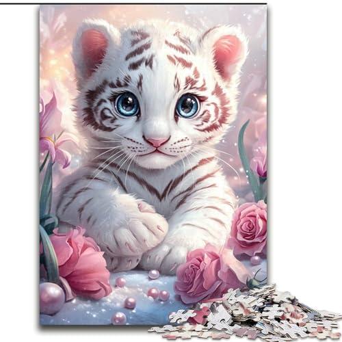 Puzzle 1000 Teile für Erwachsene, Weißer Tiger, Lernspielzeug ganze Familie für und 14 Jahre alt (Größe 50x75cm) von MLADSOEHK