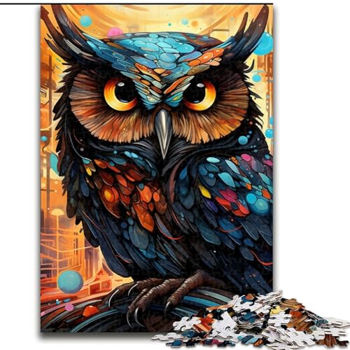 Puzzle 1000 Teile für Erwachsene, farbenfrohe Kunst-Eule aus Holz, ideal für Familienspaß, Entspannung, 50x75cm, für interaktives Familienspiel Puzzle 1000 Teile für Erwachsene, farbenfrohe Kunst-Eule aus Holz, ideal für Familienspaß, Entspannung, 50x75cm, für interaktives Familienspiel von MLADSOEHK