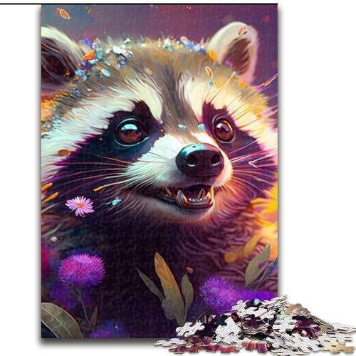 Puzzle 1000 Teile für Erwachsene, farbenfroher Kunst-Waschbär aus Holz, lustige Aktivität für zu Hause, 50x75cm, für Feiertage, Geburtstage und Familienspieleabende Puzzle 1000 Teile für Erwachsene, farbenfroher Kunst-Waschbär aus Holz, lustige Aktivität für zu Hause, 50x75cm, für Feiertage, Geburtstage und Familienspieleabende von MLADSOEHK