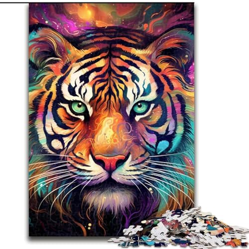 Puzzle 1000 Teile für Erwachsene, farbenfroher Kunsttiger aus Holz, einzigartige DIY-Geschenkidee zur Heimdekoration, 50x75cm, für Geburtstage, Feiertage, Weihnachten, Halloween Puzzle 1000 Teile für Erwachsene, farbenfroher Kunsttiger aus Holz, einzigartige DIY-Geschenkidee zur Heimdekoration, 50x75cm, für Geburtstage, Feiertage, Weihnachten, Halloween von MLADSOEHK