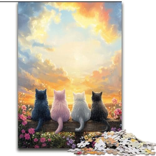 Puzzle 1000 Teile für Erwachsene Katze, Lernspielzeug für Eignet ganze Familie für und 14 Jahre alt (Größe 26x38cm) von MLADSOEHK