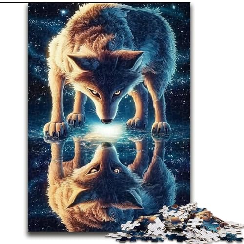 Puzzle 1000 Teile für Erwachsene Reflection of The Wolf, Lernspielzeug für Erwachsene und Kinder ab 14 Jahren, ganze Familie (Größe 26x38cm) von MLADSOEHK