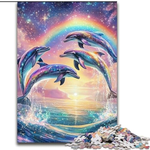 Puzzle 1000 Teile für Erwachsene Regenbogendelfin, Lernspielzeug für Eignet ganze Familie für und 14 Jahre alt (Größe 26x38cm) von MLADSOEHK