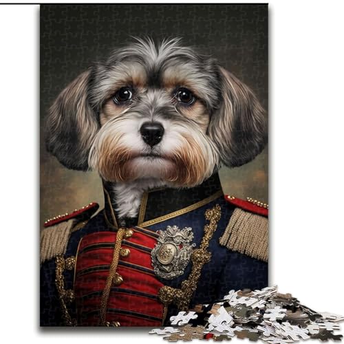 Puzzle 1000 Teile für Erwachsene und Jugendliche, Hund in Militäruniform, entspannendes intellektuelles Lernspielzeug, Geburtstagsgeschenk, Geschenke (Größe 26x38cm) von MLADSOEHK