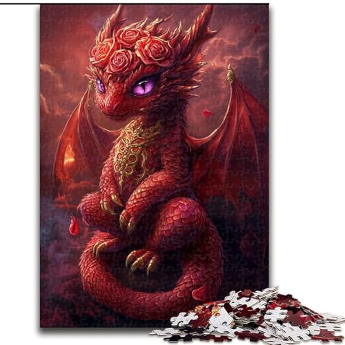 Puzzle 1000 Teile für Erwachsene und Jugendliche, Roter Drache, Dekomprimierendes intellektuelles Lernspielzeug, Geburtstagsgeschenk, Geschenke (Größe 50x75cm) von MLADSOEHK
