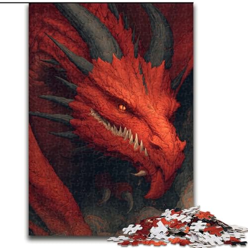 Puzzle 1000 Teile für Erwachsene und Jugendliche, Roter Drache, Dekomprimierendes intellektuelles Lernspielzeug, Geburtstagsgeschenk, Geschenke (Größe 50x75cm) von MLADSOEHK