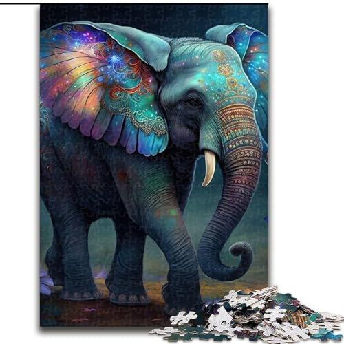 Puzzle 1000 Teile für Erwachsene und Jugendliche, bunter Elefantenwald, entspannendes intellektuelles Lernspielzeug, Geburtstagsgeschenk, Geschenke (Größe 26x38cm) von MLADSOEHK