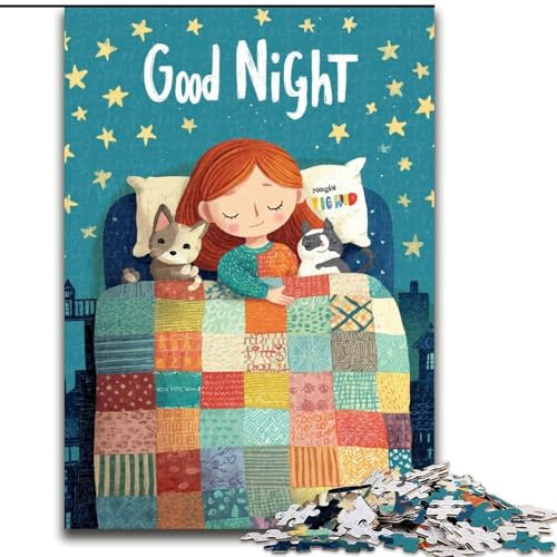 Puzzle 1000 Teile für Erwachsene und Jugendliche, schlafende Katze, entspannendes intellektuelles Lernspielzeug, Geburtstagsgeschenk, Geschenke (Größe 26x38cm) von MLADSOEHK