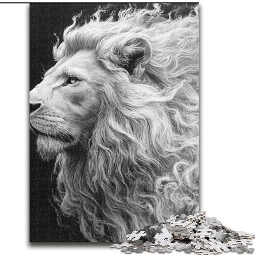 Puzzle 1000 Teile für Erwachsene und Jugendliche, weißer Löwe, entspannendes intellektuelles Lernspielzeug, Geburtstagsgeschenk, Geschenke (Größe 50x75cm) von MLADSOEHK
