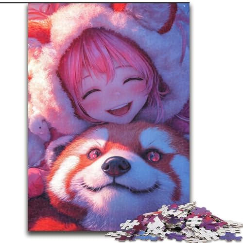 Puzzle 1000 Teile für Erwachsene und Teenager, Anime-Puzzle mit rotem Panda-Mädchen, entspannendes intellektuelles Lernspielzeug, Geburtstagsgeschenk, Geschenke (Größe 50x75cm) von MLADSOEHK