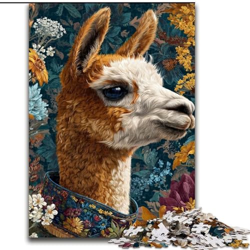 Puzzle 1000 Teile für Teenager, Alpaka-Kunst, als Lernspiel, Herausforderungsspielzeug, einzigartige Heimdekoration und Geschenke (Größe 26x38cm) von MLADSOEHK